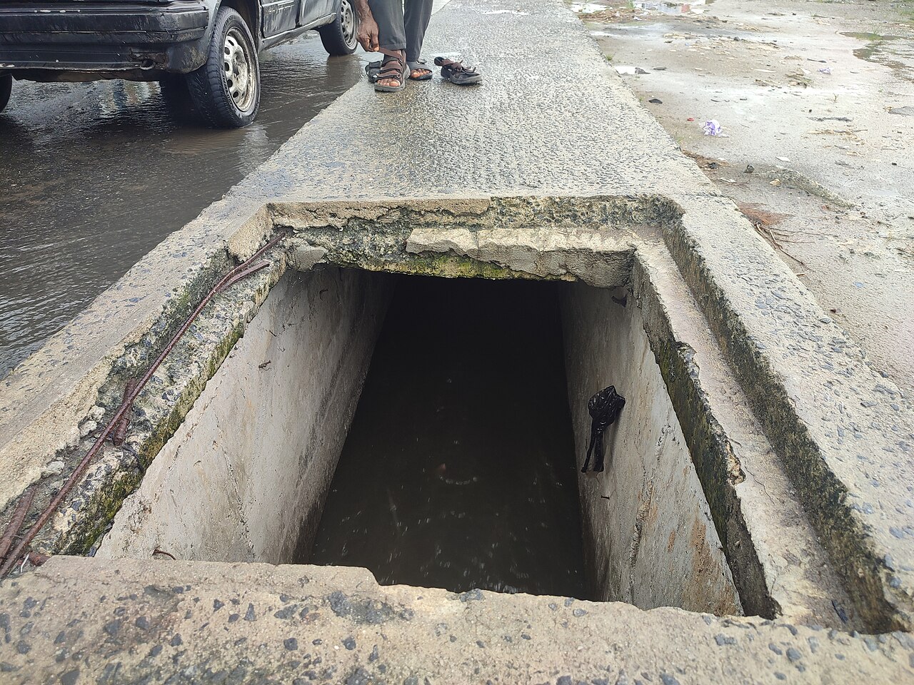 Open manhole